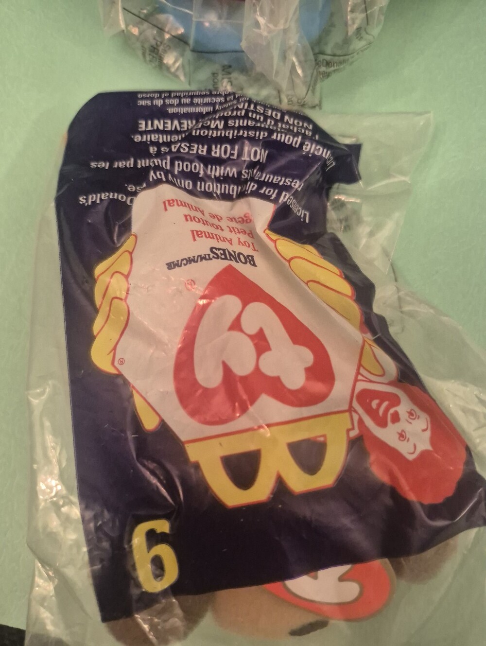 1998 McDonald’s TY Teenie Beanie Babies Baby Bones The Dog Toy Mint condition.